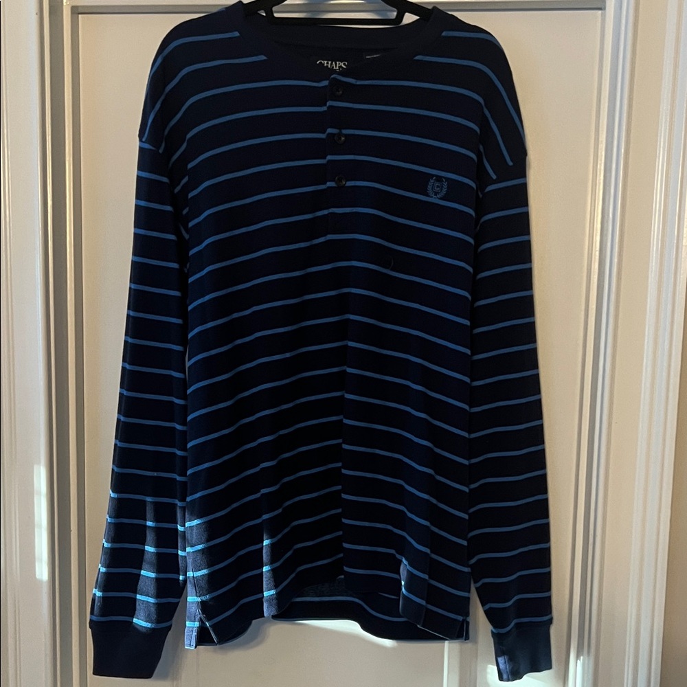 Chaps Blue Striped Long Sleeve Shirt
